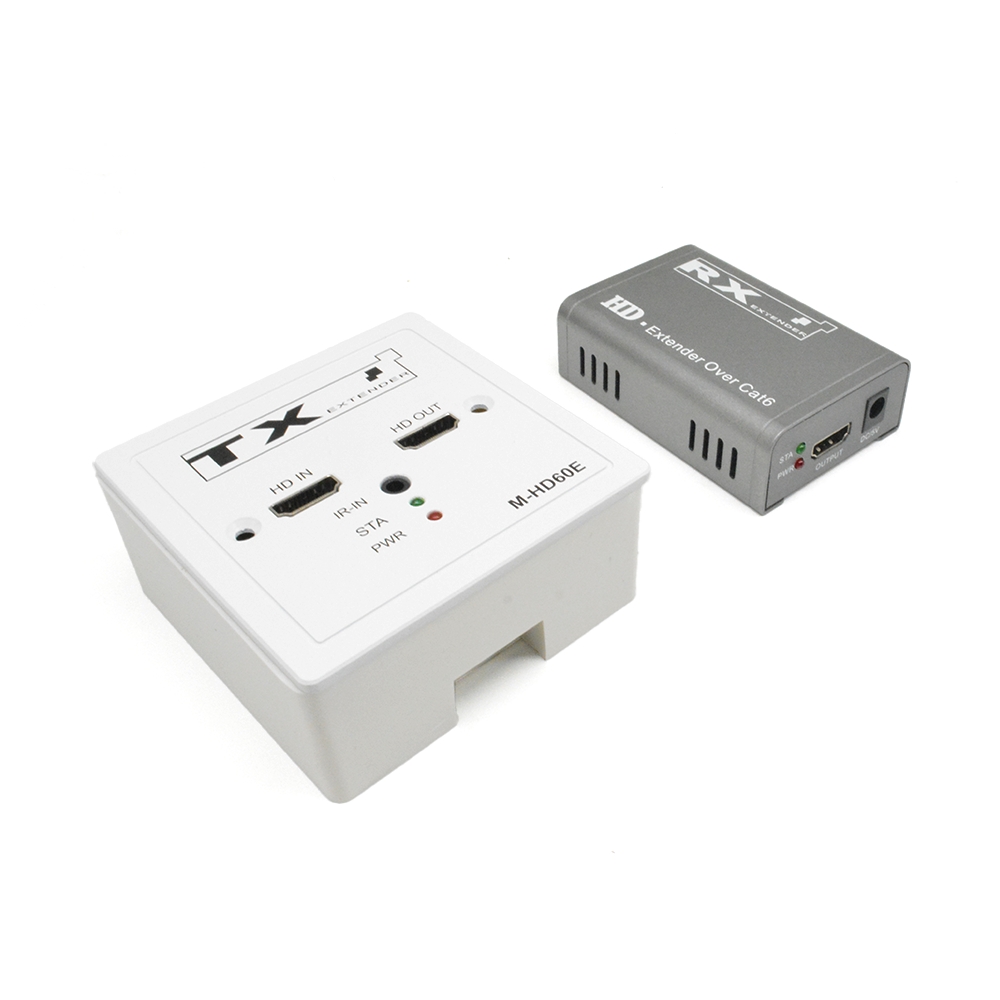 M-HD60E Extensor HD Cat5e/6 con salida de bucle IR POC de 86 paneles