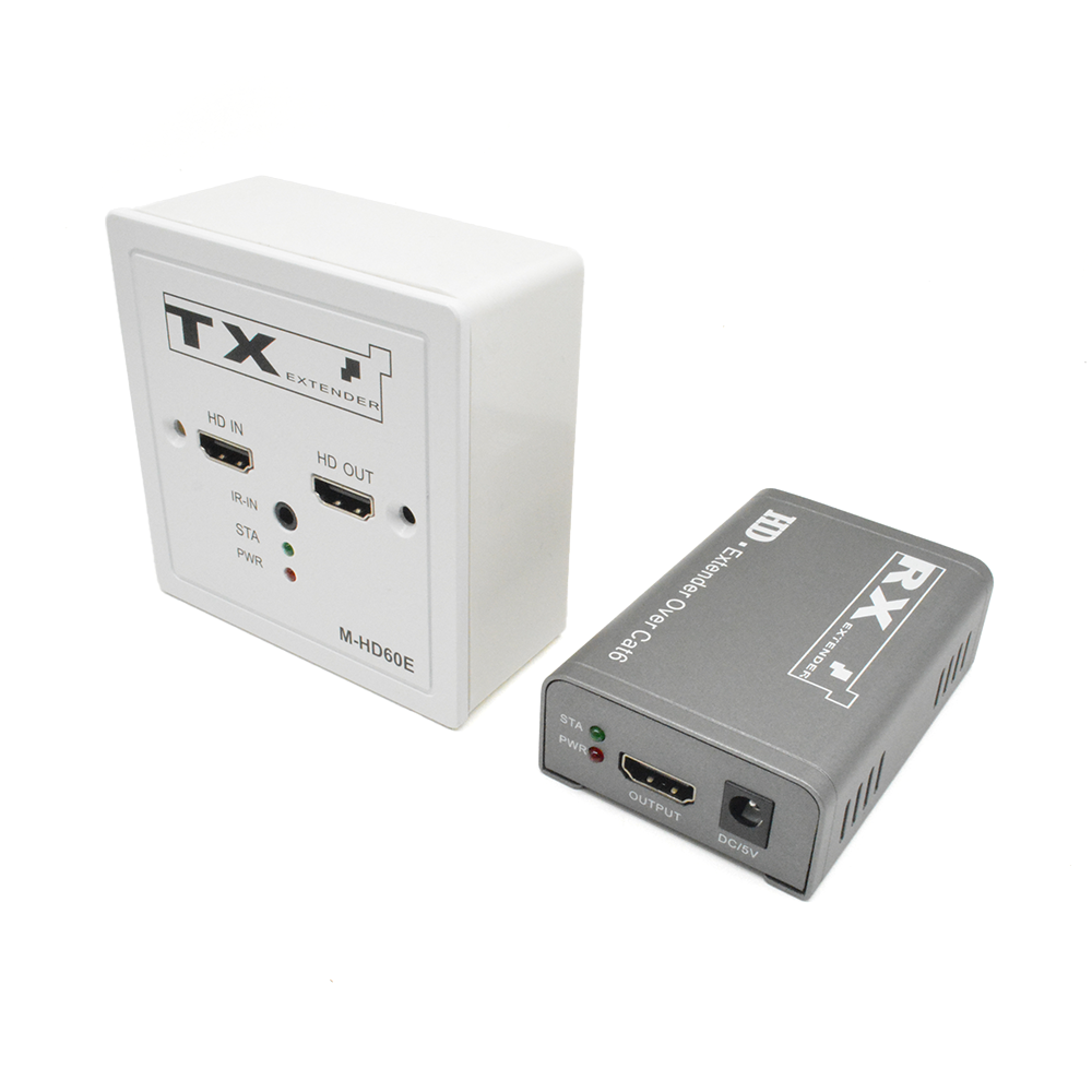 M-HD60E Extensor HD Cat5e/6 con salida de bucle IR POC de 86 paneles
