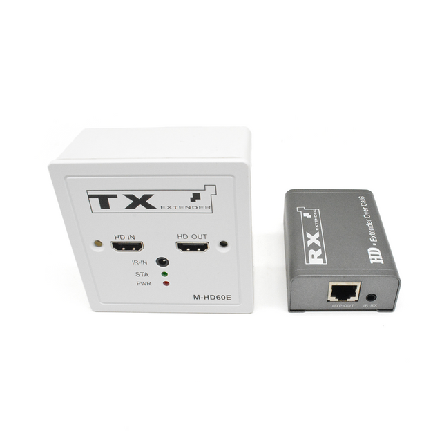 【M-HD60E】86 لوحة POC IR حلقة مخرج Cat5e/6 HD موسع