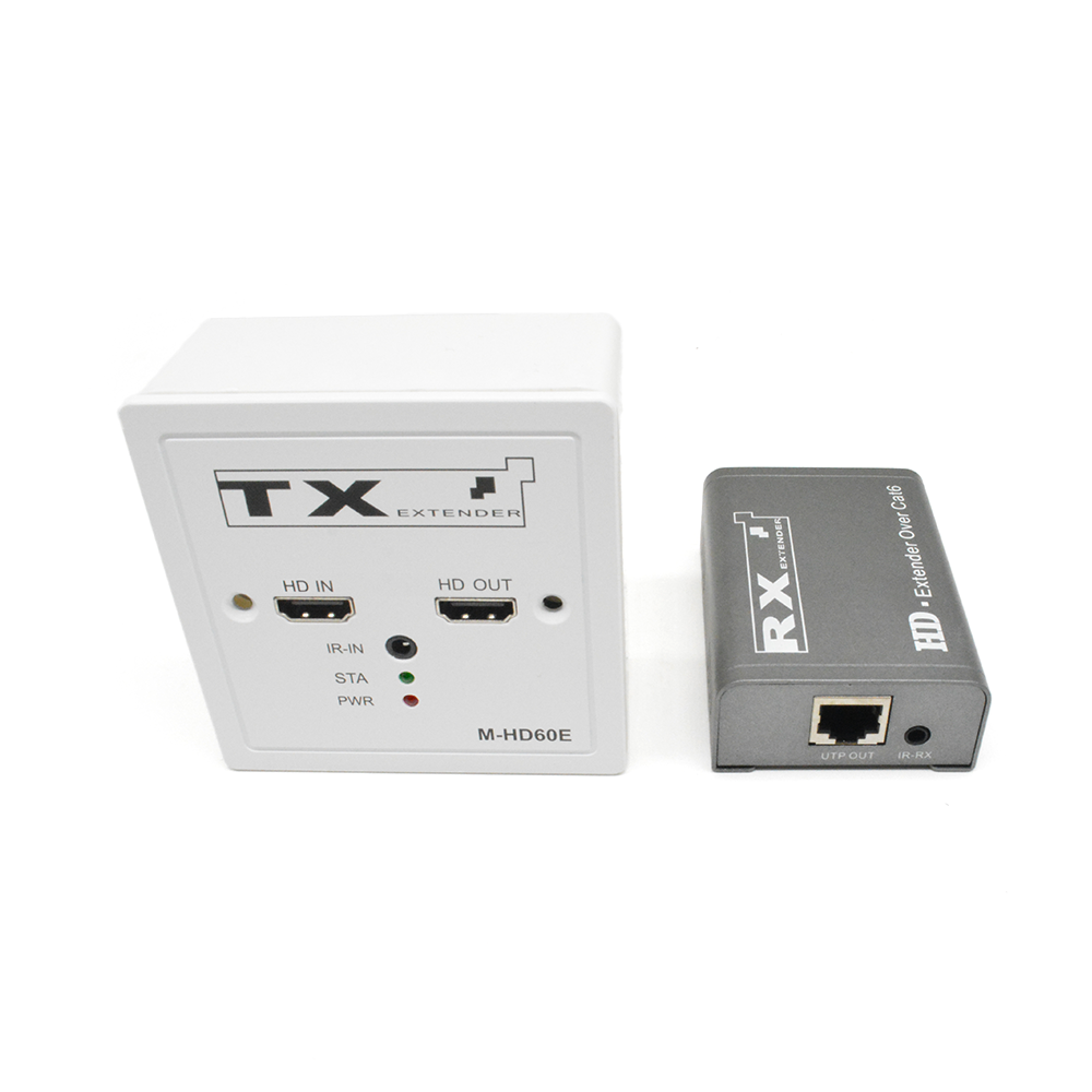 M-HD60E Extensor HD Cat5e/6 con salida de bucle IR POC de 86 paneles