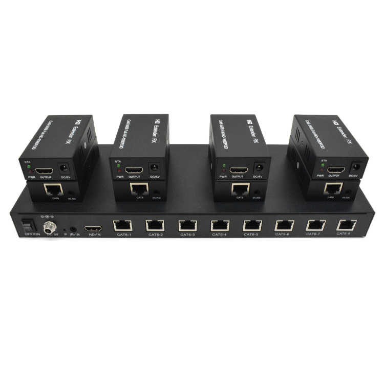 M-HD608 EDID POC IR Cat6 Extension HD 8 ports